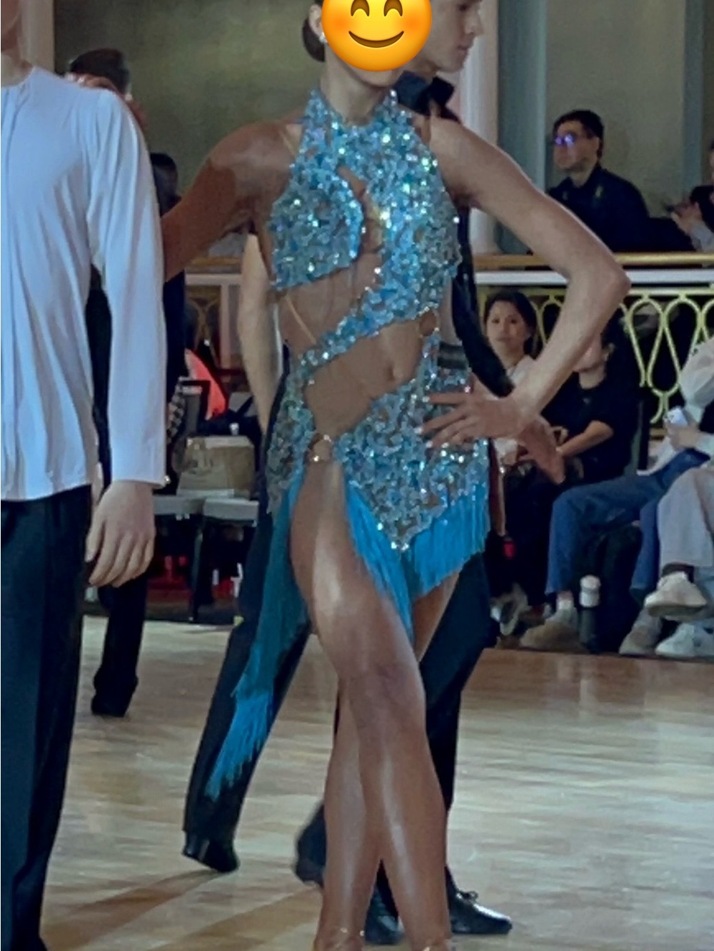 Girls/Womens Stunning Teal Sequin Fringe Latin Dance Dress
